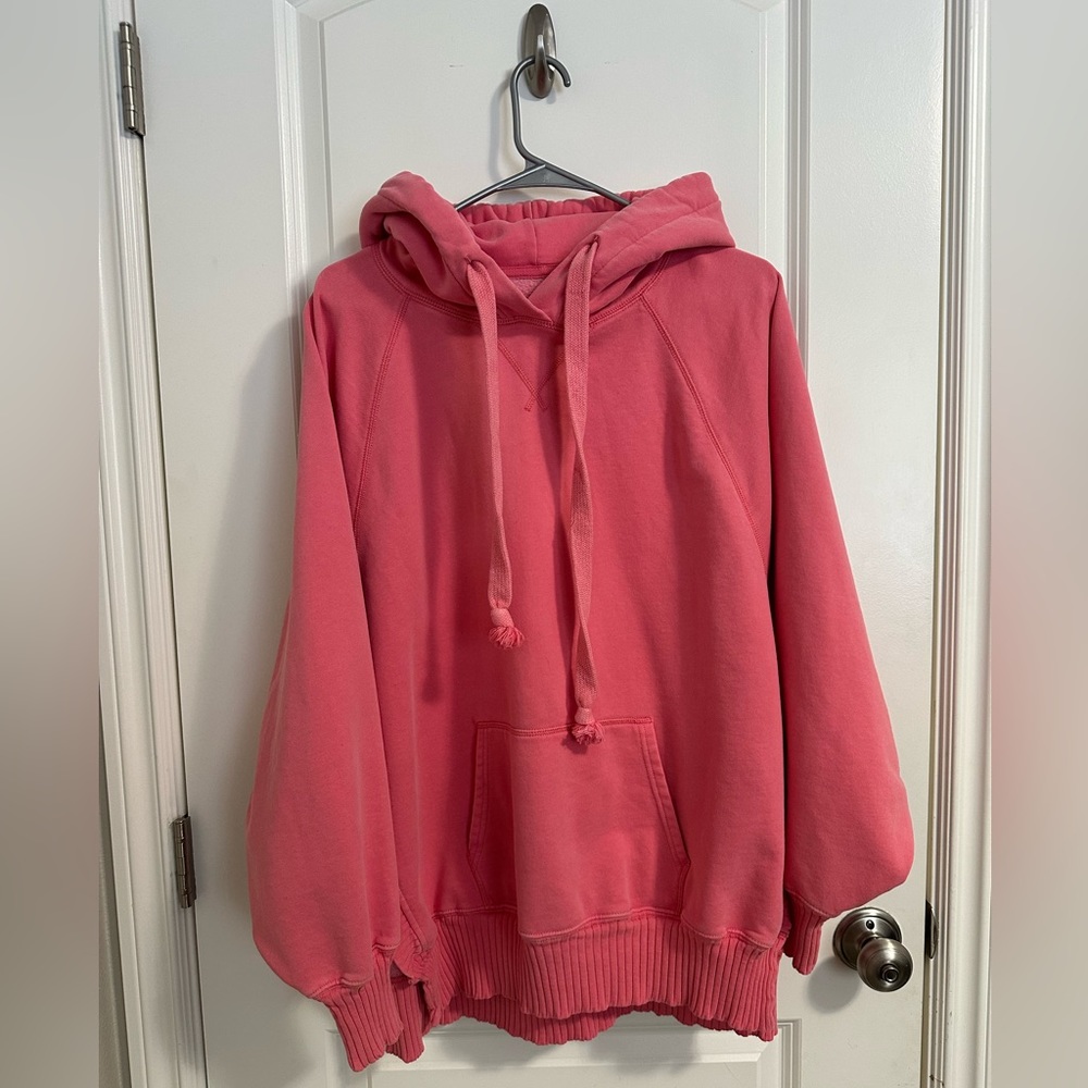 American Eagle Pink Mineral Wash Side Slit Hoodie size XL